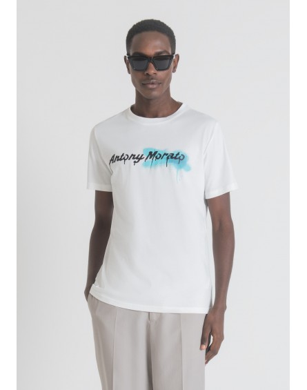 Antony Morato Camiseta Regular Fit algodón suave con logo «MORATO» efecto spray