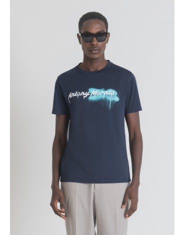 Antony Morato Camiseta Regular Fit algodón suave con logo «MORATO» efecto spray