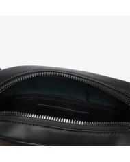 Lacoste Bandolera vertical de piel con monograma estampado