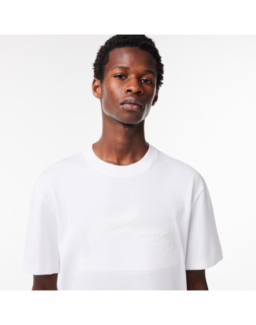 Camiseta de hombre Lacoste relaxed fit en algodón con detalles de la marca  a tono