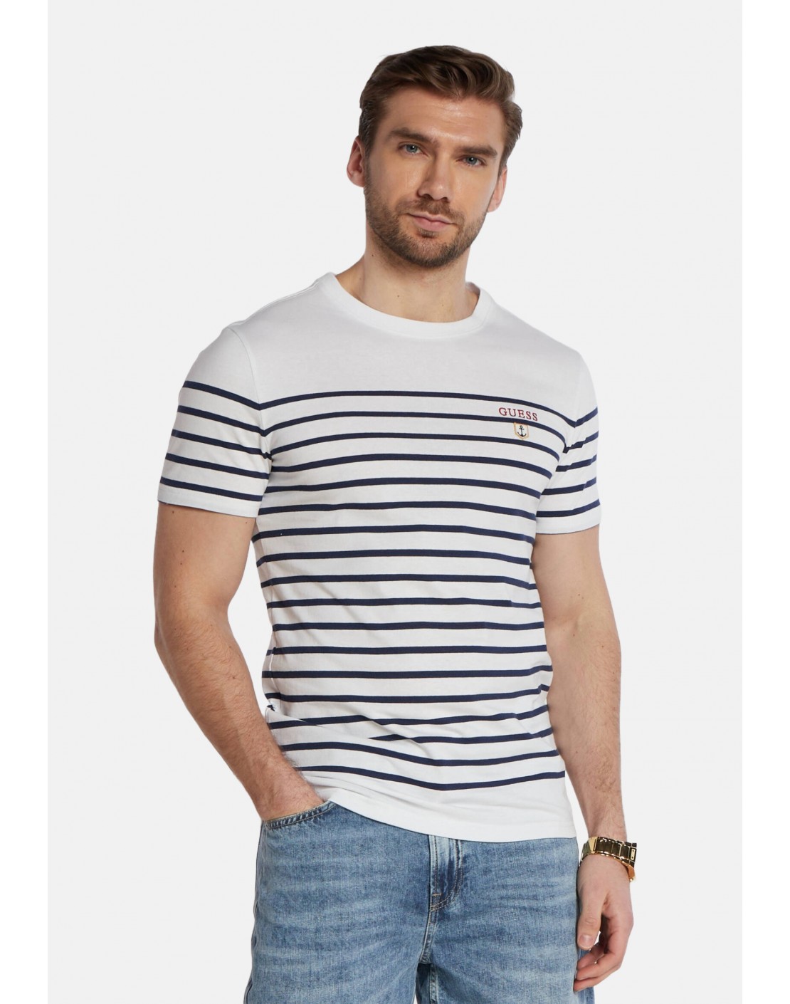 Guess Camiseta SS CN YD Striped Tee