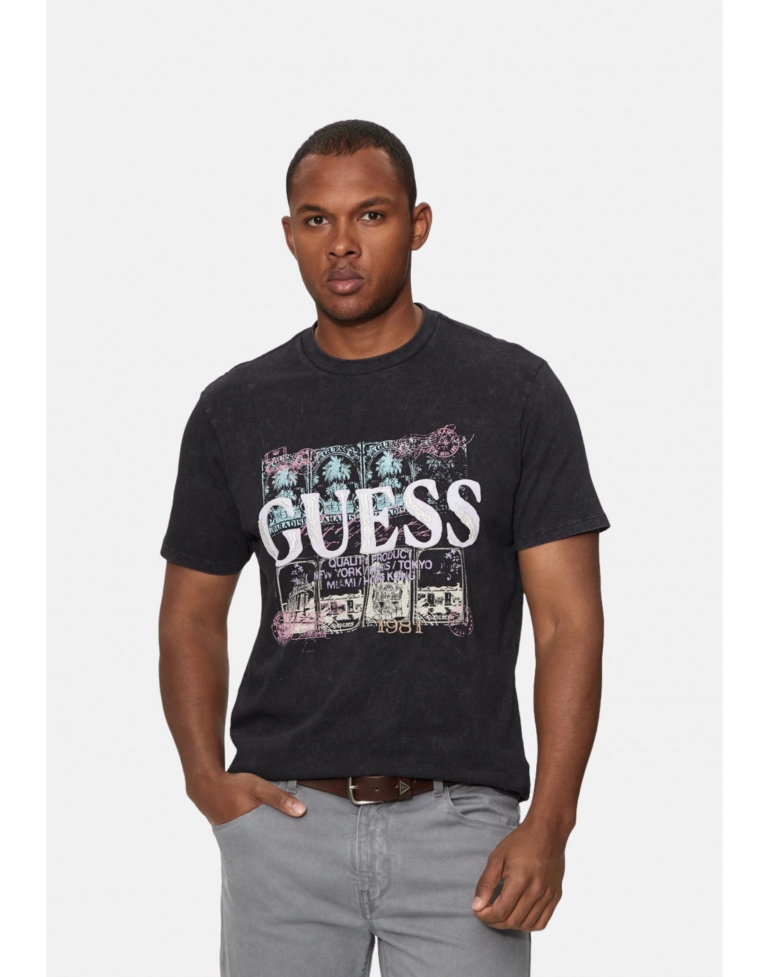 Guess Camiseta SS BSC Word Stamps Logo Tee