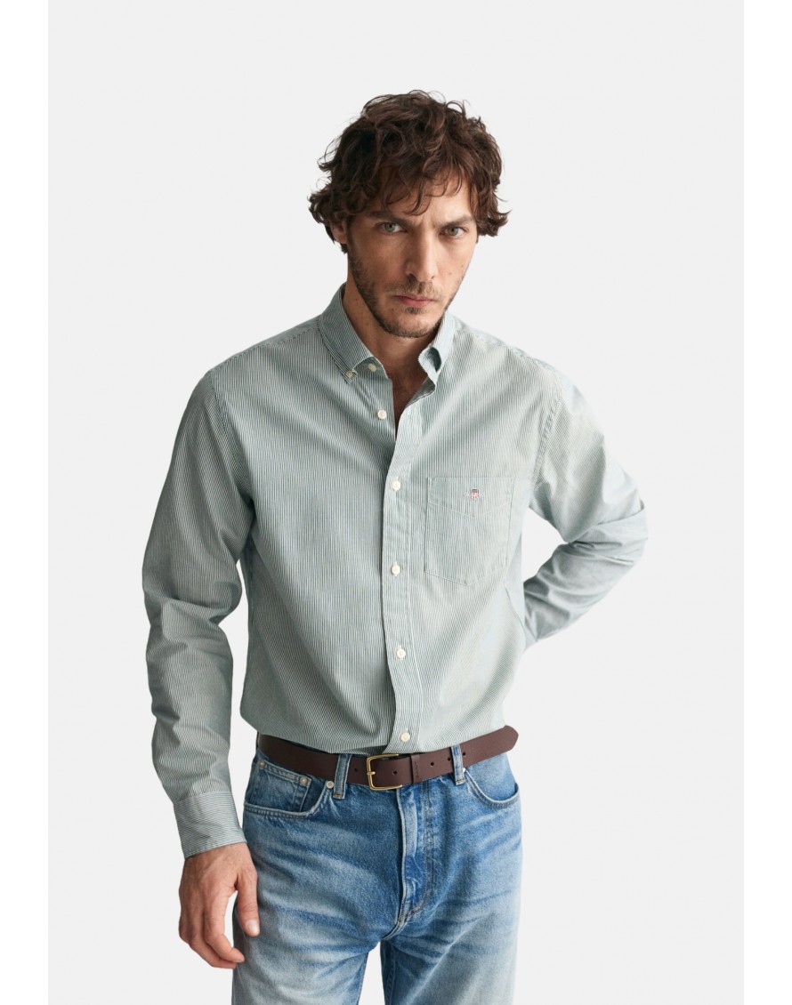 Gant Camisa Regular Fit de popelina a rayas finas