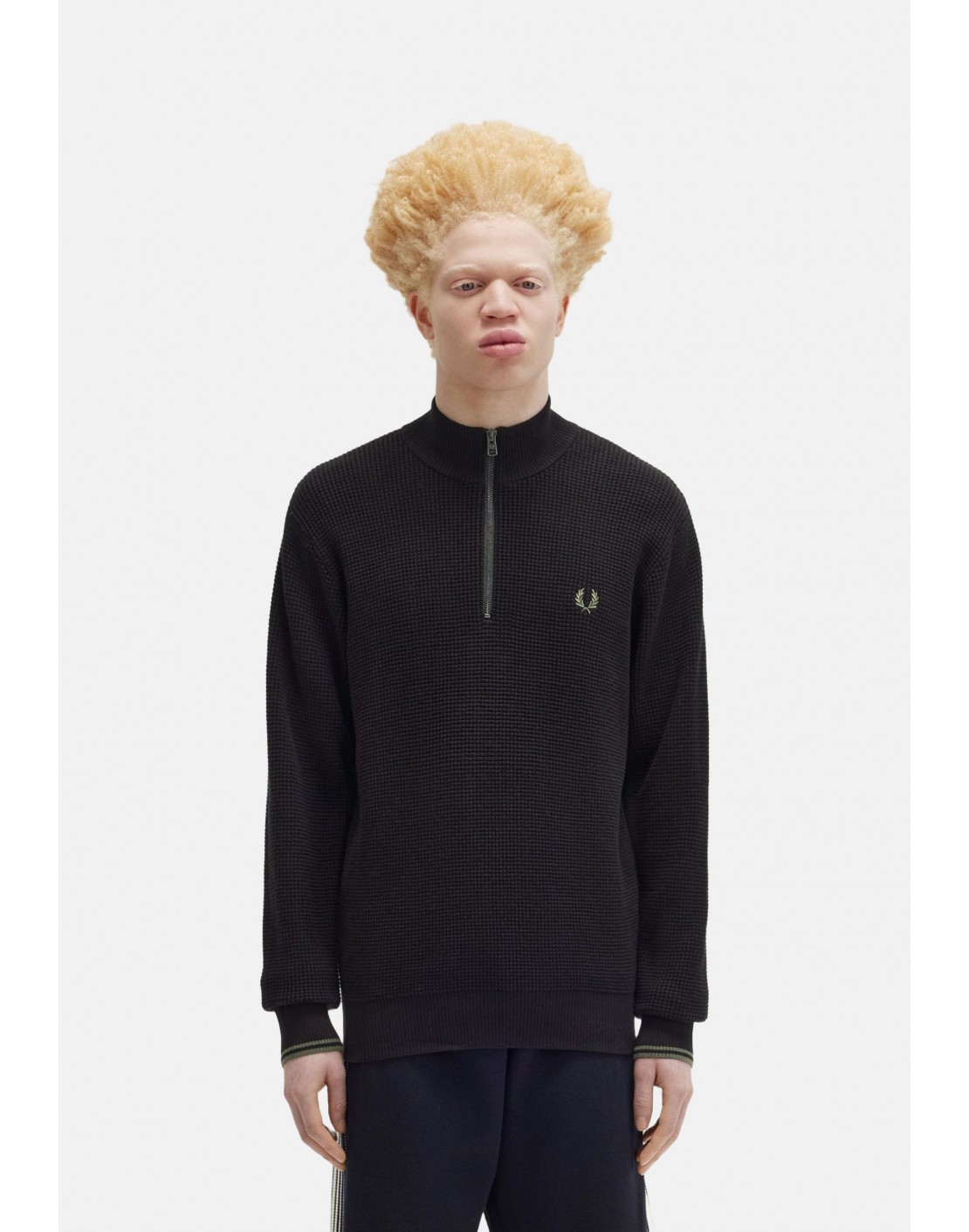 Fred Perry Jersey Waffle Stitch Half Zip Jumper