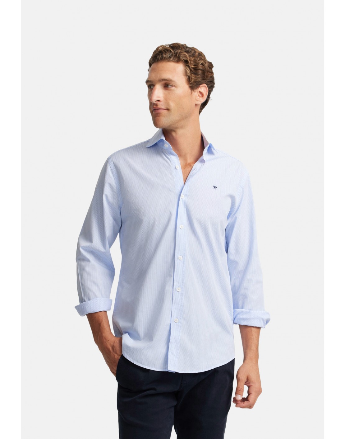 Silbon Camisa sport cutaway Celeste