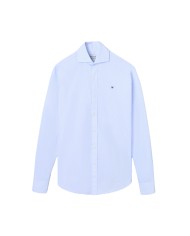 Silbon Camisa sport cutaway rayas celeste