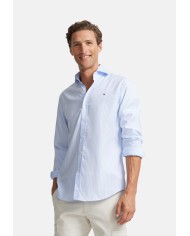 Silbon Camisa sport cutaway raya ancha Celeste
