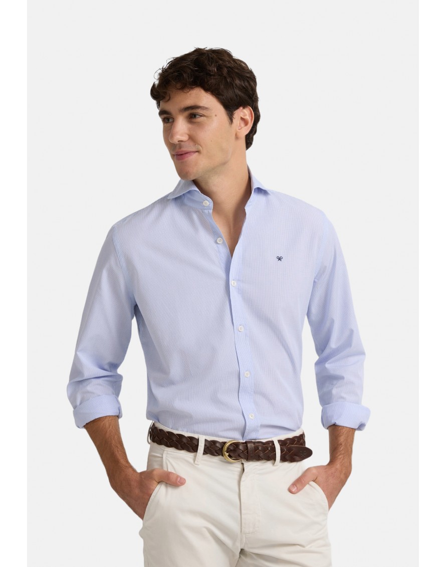 Silbon Camisa sport cutaway minicuadros Azul