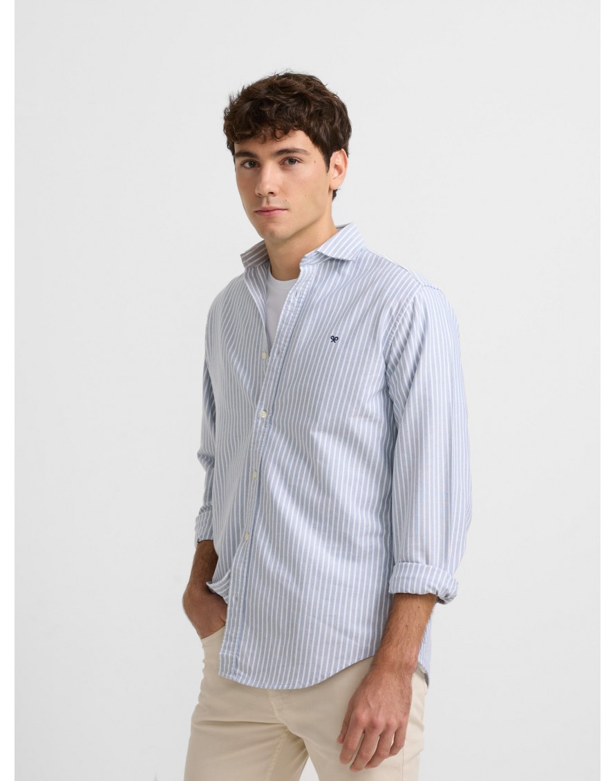 Silbon Camisa Sport Oxford Rayas Anchas Azul