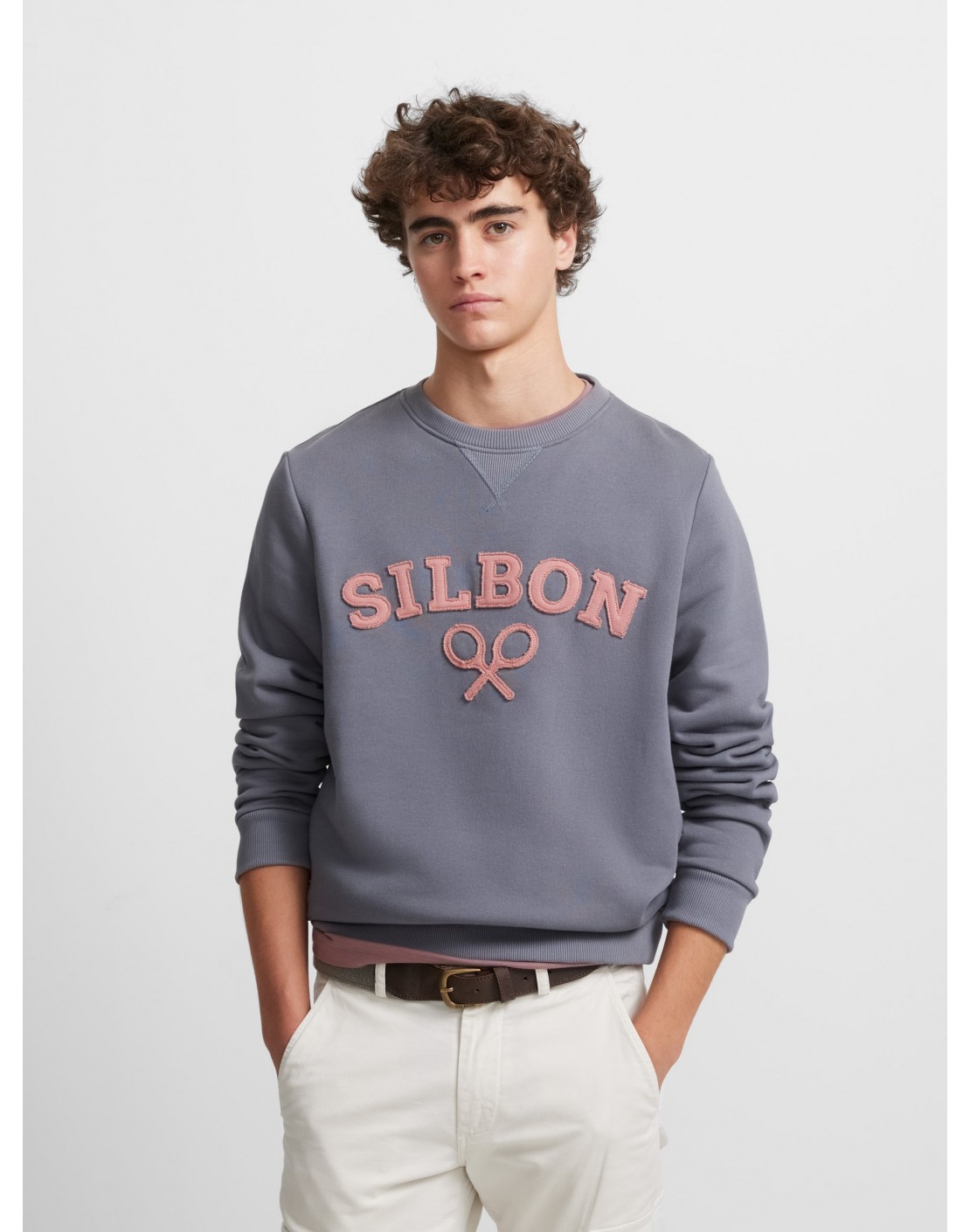 Silbon Sudadera logo raqueta media Gris