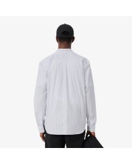 Lacoste Camisa de corte regular de popelín de rayas