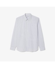 Lacoste Camisa de corte regular de popelín de rayas