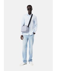 Lacoste Camisa de corte ajustado de popelín elástico de rayas