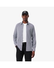 Lacoste Camisa de corte ajustado de popelín elástico de rayas
