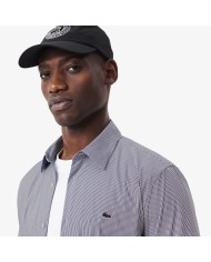 Lacoste Camisa de corte ajustado de popelín elástico de rayas