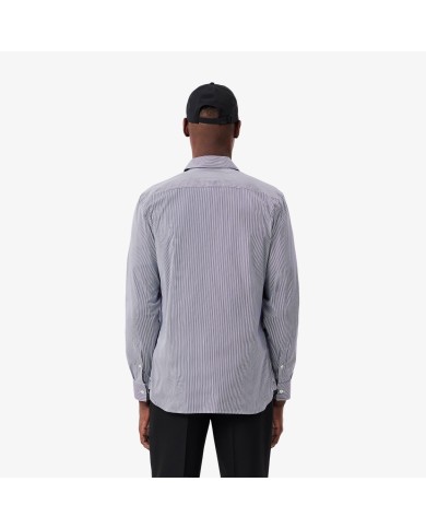 Lacoste Camisa de corte ajustado de popelín elástico de rayas