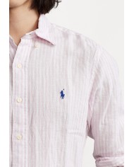 Ralph Lauren Camisa de lino de rayas Custom Fit