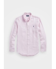 Ralph Lauren Camisa de lino de rayas Custom Fit