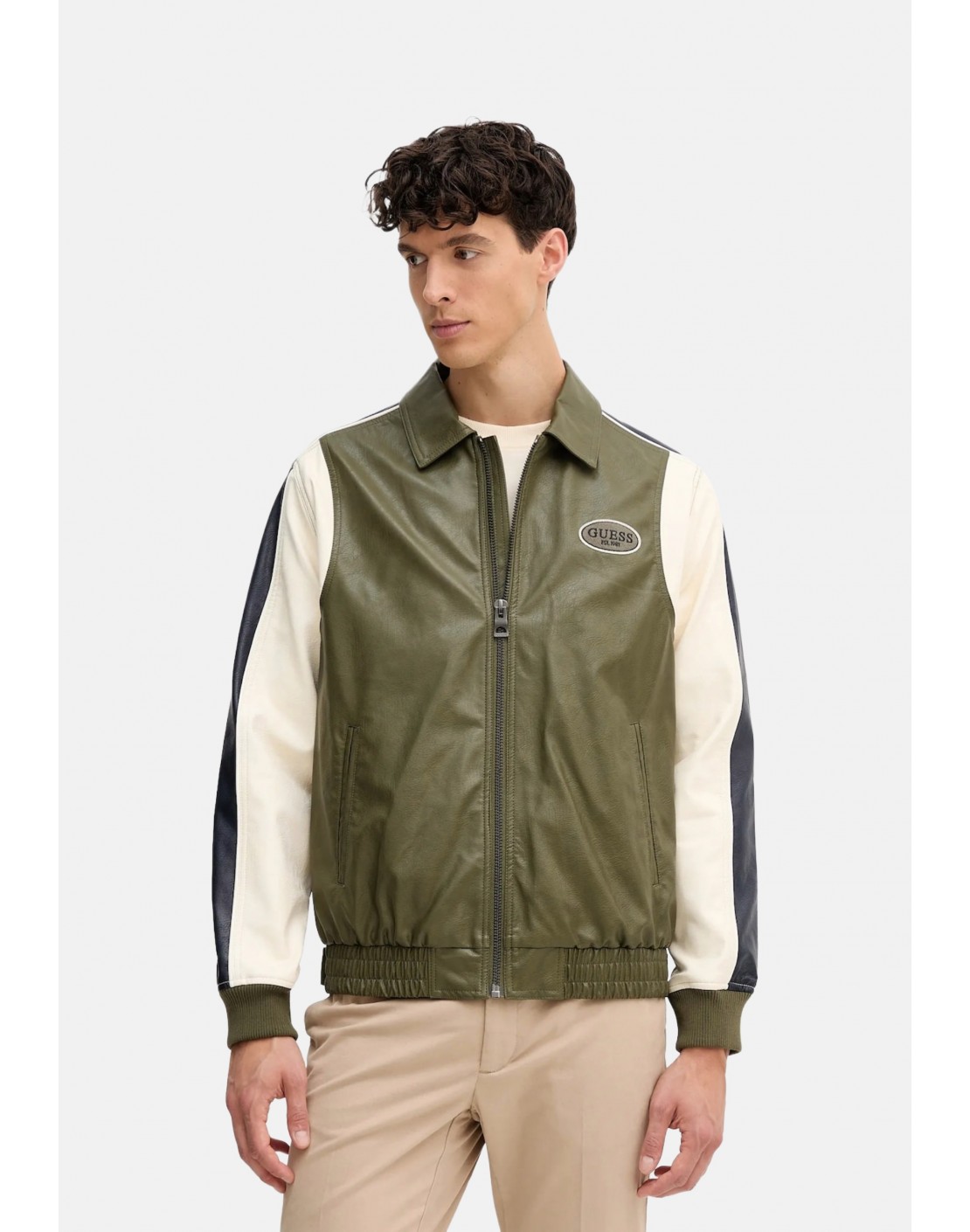 Guess Chaqueta Bomber Pu Leather Blocking Color