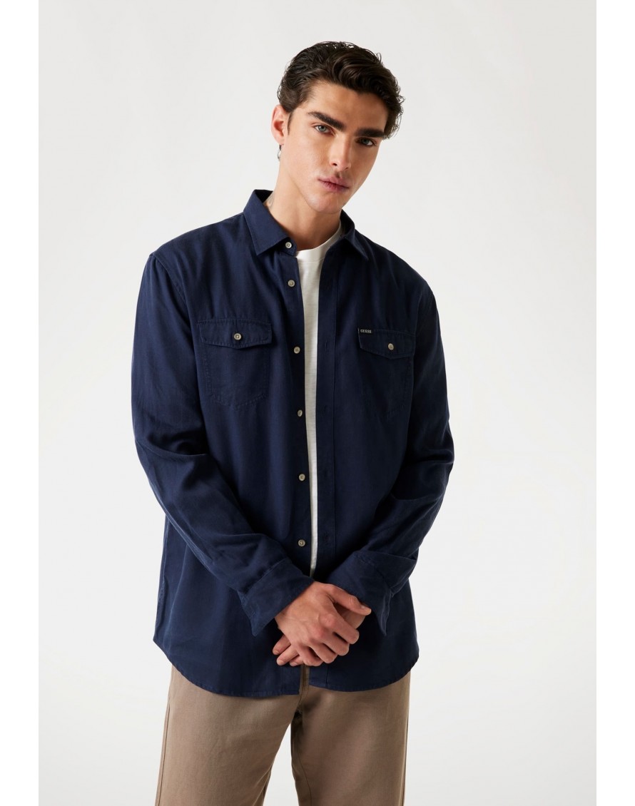 Guess Camisa Washed Fluid Tencel Shirt