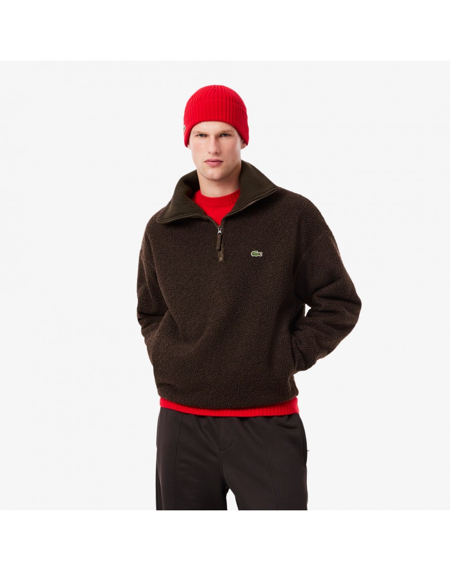 Lacoste Sudadera de cuello alto con cremallera de forro polar