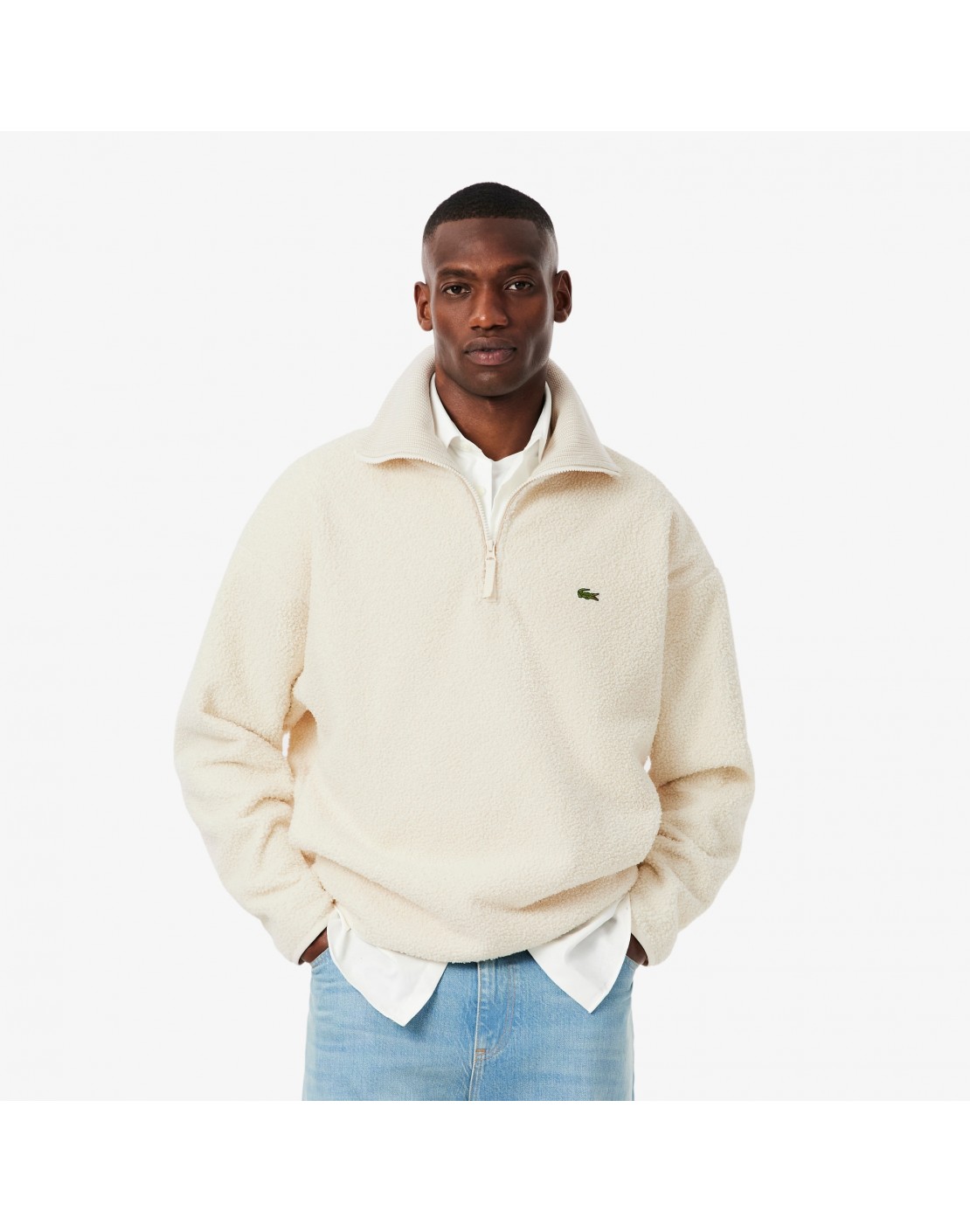 Lacoste Sudadera de cuello alto con cremallera de forro polar