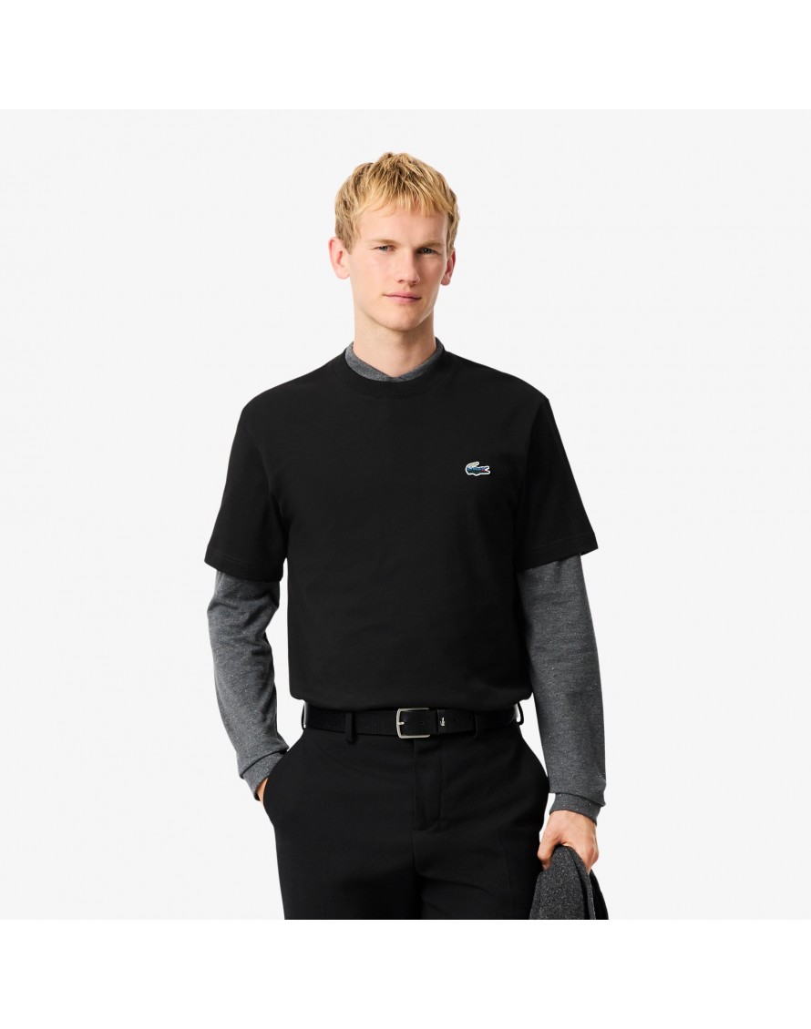 Lacoste Camiseta de punto jersey grueso con cocodrilo con paisaje