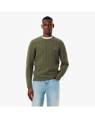 Lacoste Jersey de cuello redondo de lana cardada con motivo de ochos