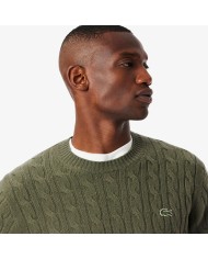 Lacoste Jersey de cuello redondo de lana cardada con motivo de ochos