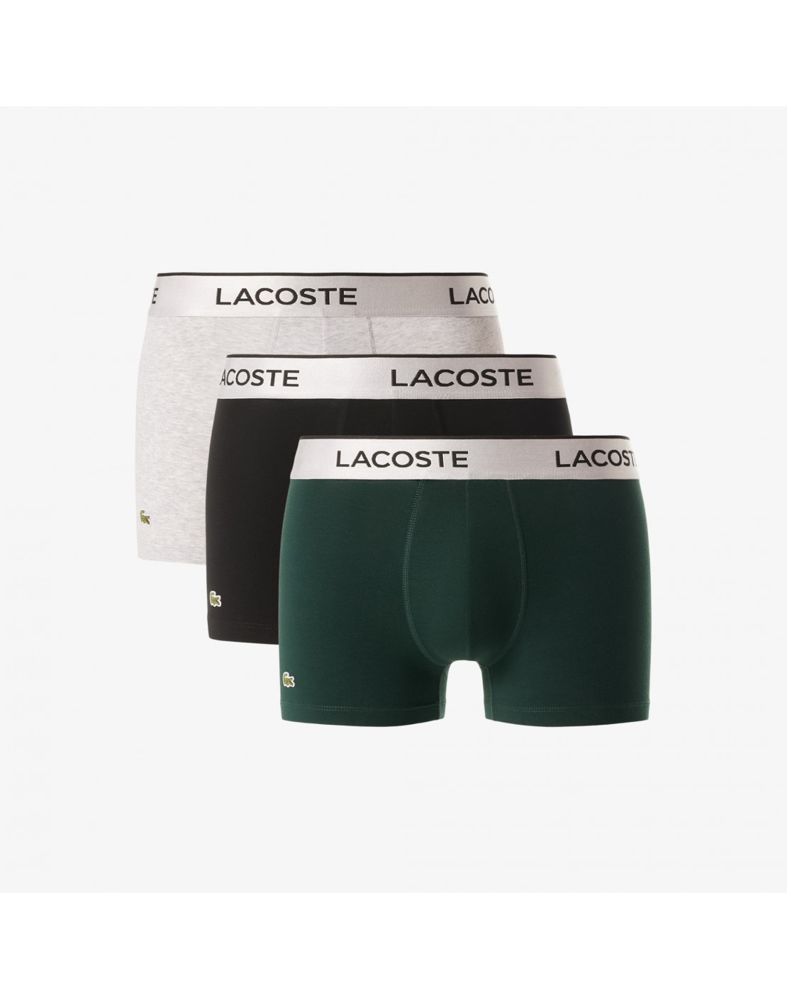 Lacoste Pack de 3 bóxeres con cinturilla plateada