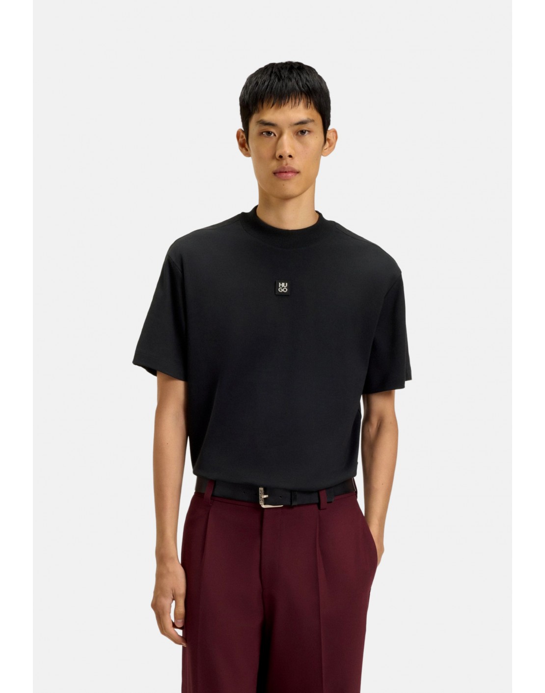 Hugo Boss Camiseta Danovoti algodón interlock con cinta geométrica