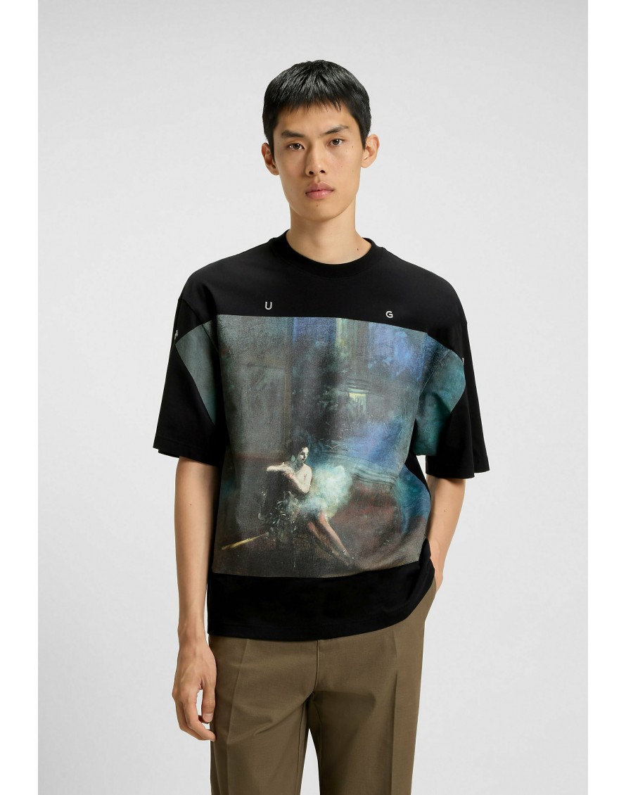 Hugo Boss Camiseta Dabilo Oversize fit de algodón con ilustración de bailarina