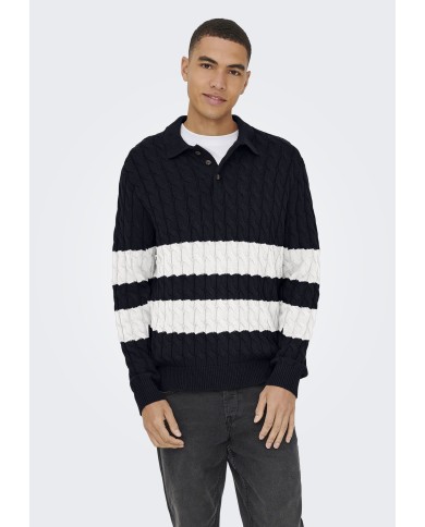 Only & Sons Polo Onskicker Life Rlx LS Cable Polo Knit