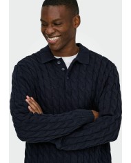 Only & Sons Polo Onskicker Life Rlx LS Cable Polo Knit