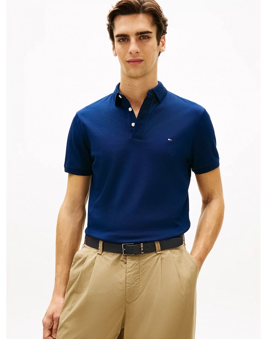 Tommy Hilfiger Polo regular de piqué con cuello de jacquard