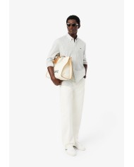 Lacoste Camisa de pinpoint de rayas de corte regular