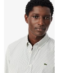 Lacoste Camisa de pinpoint de rayas de corte regular