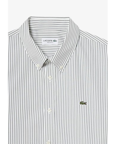 Lacoste Camisa de pinpoint de rayas de corte regular
