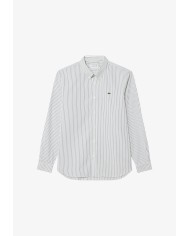 Lacoste Camisa de pinpoint de rayas de corte regular