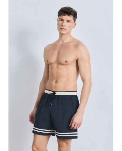 Lacoste Short de baño Lacoste con rayas en contraste de largo medio