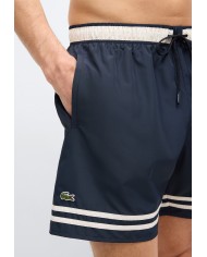 Lacoste Short de baño Lacoste con rayas en contraste de largo medio
