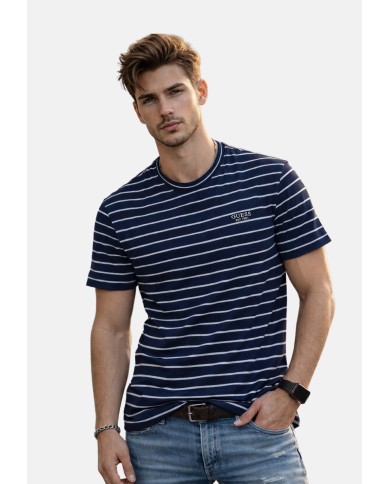 Guess Camiseta CN SS Indigo Stripes Embro Tee