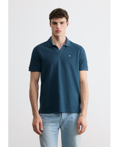 Calvin Klein Polo de piqué de algodón con cuello abierto