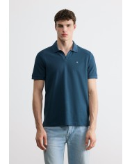 Calvin Klein Polo de piqué de algodón con cuello abierto