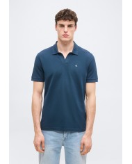 Calvin Klein Polo de piqué de algodón con cuello abierto