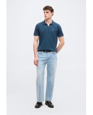 Calvin Klein Polo de piqué de algodón con cuello abierto