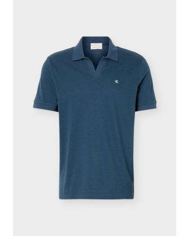 Calvin Klein Polo de piqué de algodón con cuello abierto