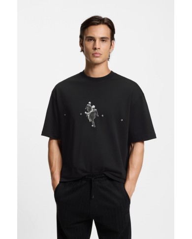 Hugo Boss Camiseta Dollo oversize fit de algodón con ilustración gráfica