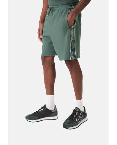 EA7 Emporio Armani Pantalón Corto chándal  de mezcla de algodón de la serie Logo
