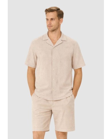 Guess Camisa SS Yarn Dyed Crinkle Bowling Shirt